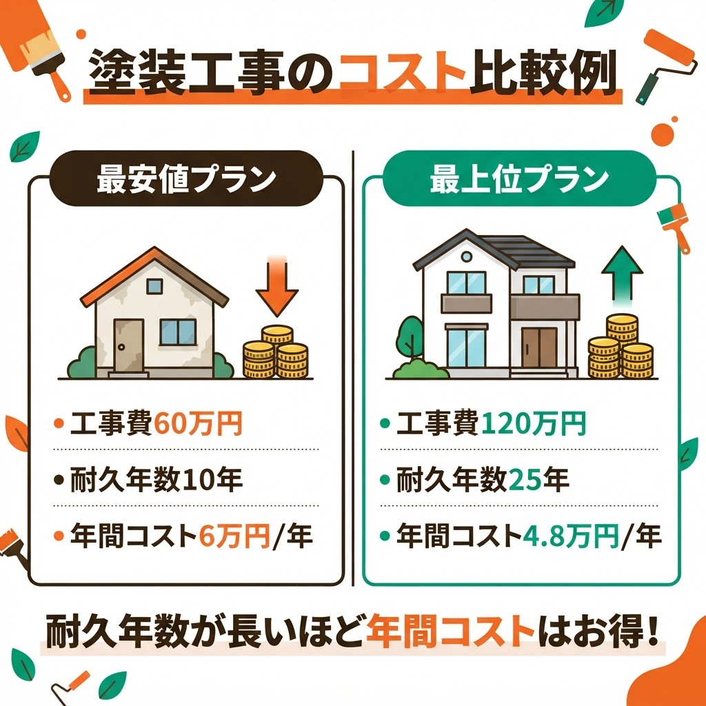 塗装工事のコスト比較例